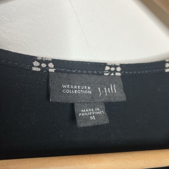 J Jill Wearever Floral Knit Dress Black Womens M Sleeveless Shift Boho - Picture 4 of 7